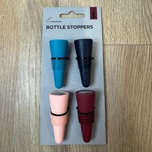Rabbit Wine Bottle Stoppers Set of‎ 4 Air Tight Wine Saver Rubber Grip Top NEW